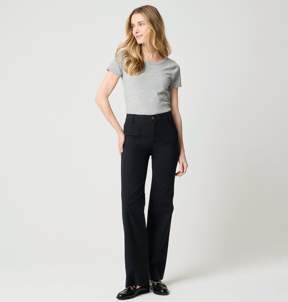 J.Crew Petite Lizzie High Rise Patch Pocket Wide Leg Pant Black US 27P NWT